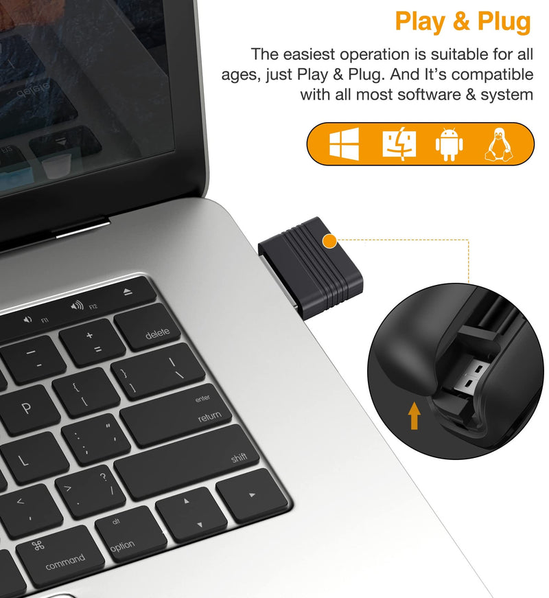 Presentation Remote with Air Mouse Function, Wireless Presenter Clicker RF 2.4GHz USB Laser Pointer Presenter Control PowerPoint Presentation Clicker for Mac, Laptop, Computer