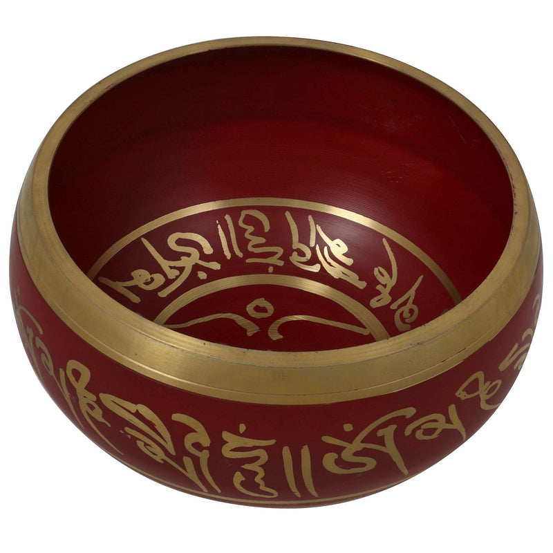 Ajuny Stunning Red Tibetan Buddhist Singing Bowl Comes Stick And Cushion Ideal For Meditations And Sound Healing 4 Inch