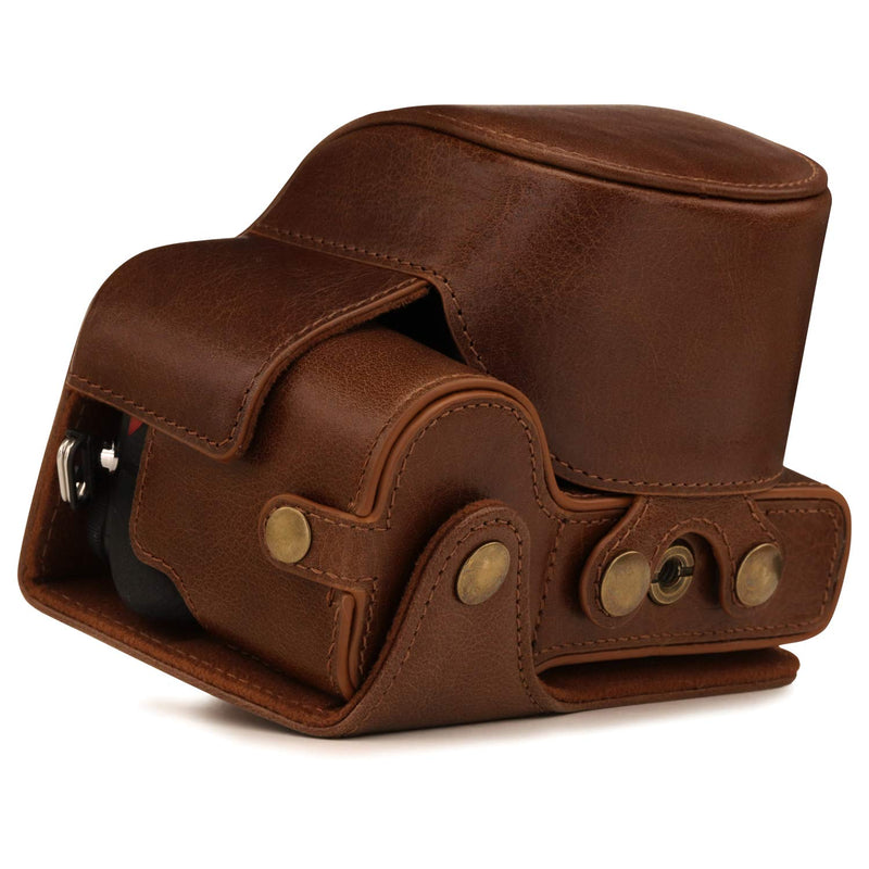 MegaGear Ever Ready Genuine Leather Camera Case Compatible with Nikon Z50 (16-50mm) Brown