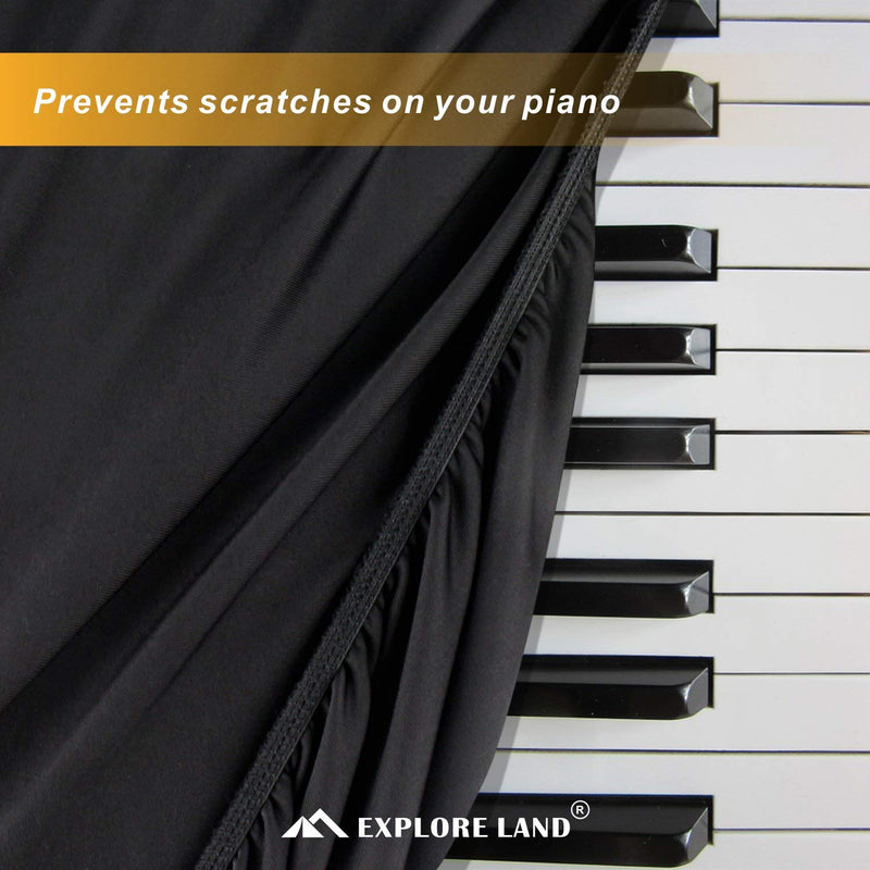 Explore Land Stretchy 61/88 Keys Piano Keyboard Dust Cover with Music Stand Opening for Digital Electronic Piano 01(61,Black) 61 Keys Black