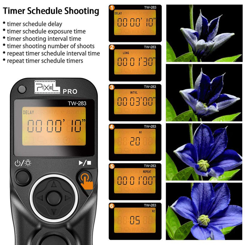 Pixel Wireless remote Timer Shutter Release Remote Control TW-283/S1 FSK 2.4GHz LCD Compatible for Sony A560, A580, A290, A390, A450, A33, A500, A550, A850, A900, A350, A300,A200, A700 TW-283S1 Compatible for Sony