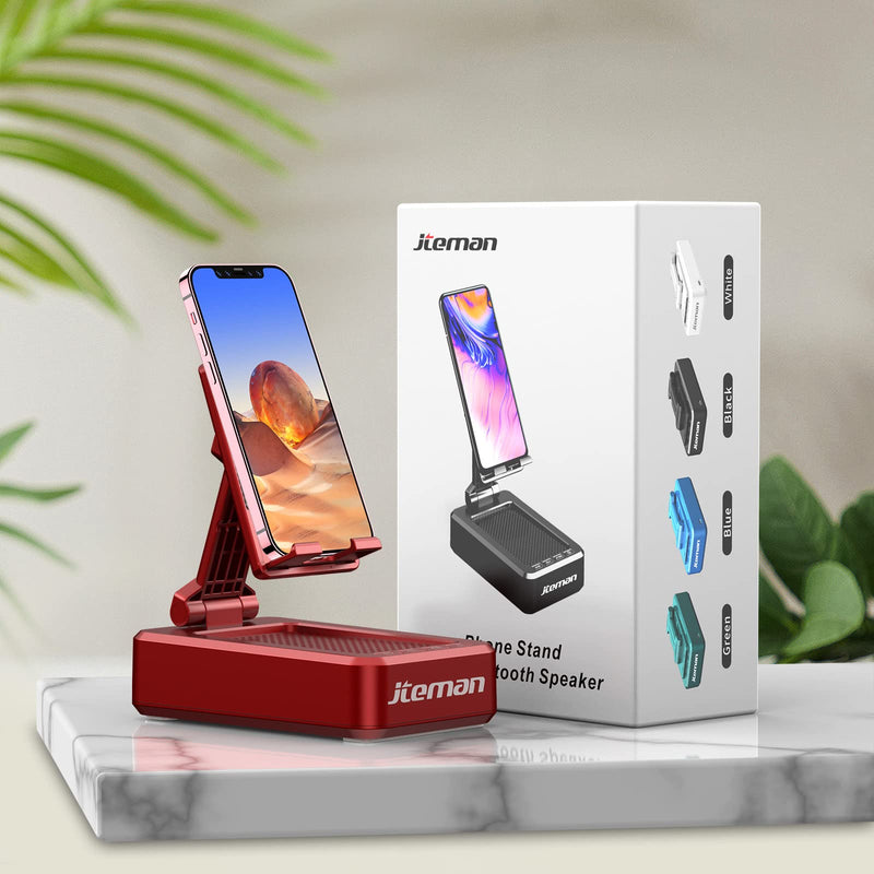 JTEMAN Portable Wireless Bluetooth Speakers with Cell Phone Stand,Gifts for Women and Men,Birthday Christmas for Women Men,Kitchen Gadgets for Men,Compatible for iPhone/Samsung/Mini iPad - Red