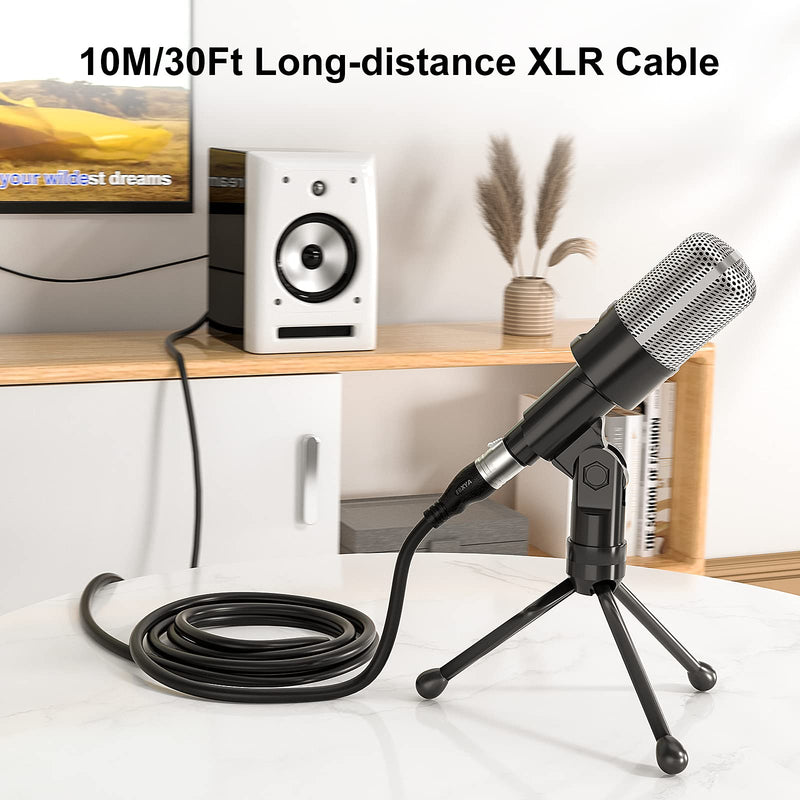 XLR Cable EBXYA XLR Microphone Cable 10M/30FT 2 Packs -3 Pins Balanced XLR Male to Female Stage Patch Cable DMX Cable for Microphone Audio Mixer 10M 2Pack