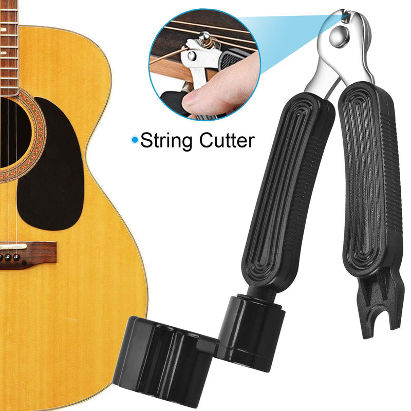 MOREYES Acoustic Guitar Strings Bridge Pins Guitar Saddle Nut Tuner and Pin Puller Strings Winder Strings Clipper 3 in 1 Tool