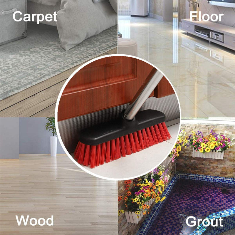 GeeRo Deck Scrub Brush with Long Handle - 54" Floor Scrub Brush, Adjustable Long Handled Shower Cleaning Brush Garage Floor Scrub Brush for Cleaning Bathroom, Garage, Patio, Kitchen, Tile and Tub 54"