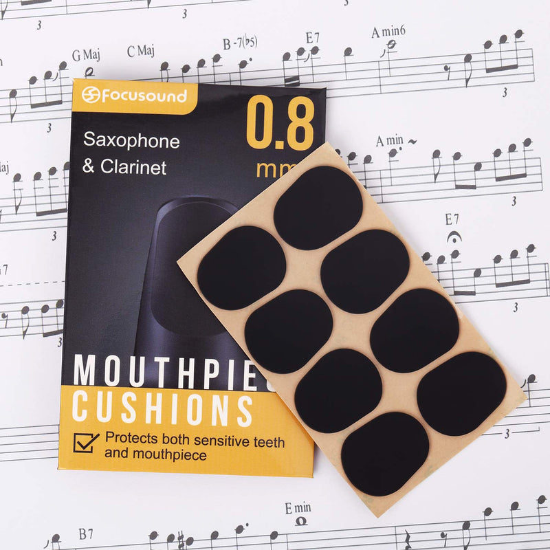 Focusound Saxophone & Clarinet Mouthpiece Cushions, Thick, 0.8mm Black, 8-Pack