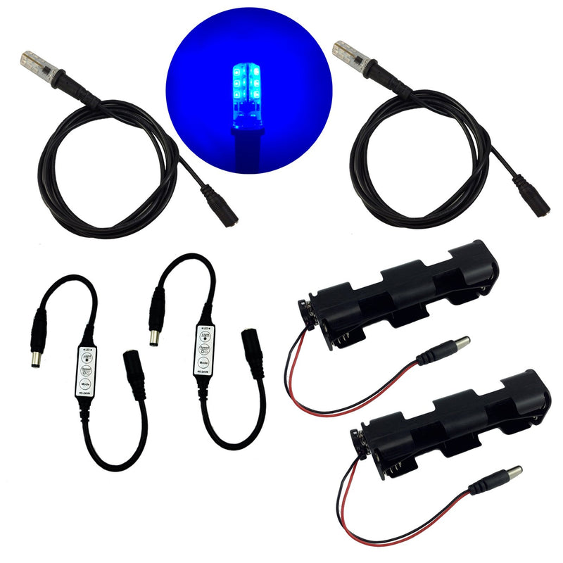 2 Kits Blue Led Special Effects Lights for Props and Scenery 12V Flashing Blinking Strobe