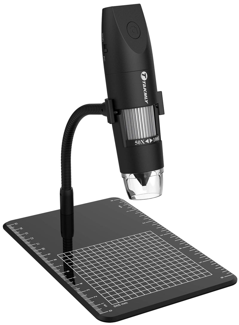 [AUSTRALIA] - Wireless Digital Microscope Handheld USB HD Inspection Camera 50x-1000x Magnification with Flexible Stand Compatible with iPhone, iPad, Samsung Galaxy, Android, Mac, Windows Computer (Black) 