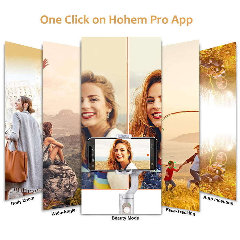 Hohem iSteady X 3-Axis Lightweight Foldable Gimbal Stabilizer Supports Moment/Beauty/Auto-Inception Mode Compatible with iPhone 11/Pro/Max/XS Max and Android Smartphones (iSteady X White)