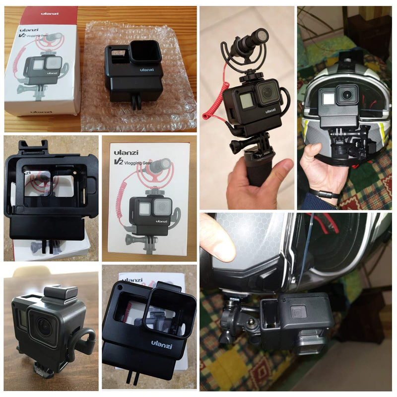 [AUSTRALIA] - V2 Housing Case Vlogging Frame with Microphone Cold Shoe Mount Compatible for GoPro Hero 7 6 5 Mic Audio Adapter Action Camera Accessories 