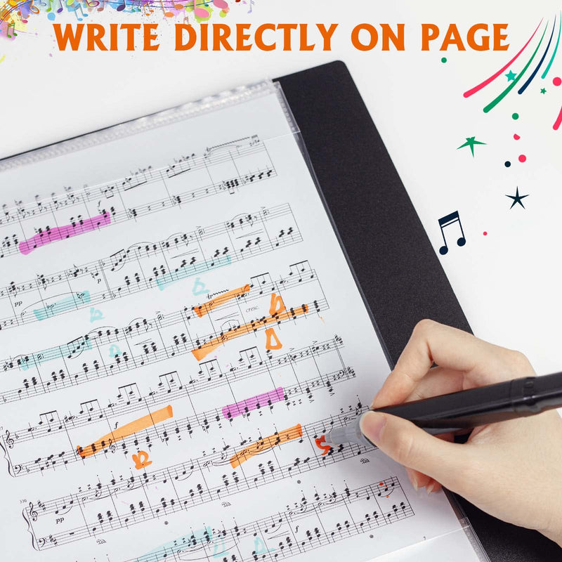 [AUSTRALIA] - Sheet Music Folder, Letter Size Music Binder, 80 Pages Capacity, Writable Choir Folder, Fit 8.5 x 11 Paper, Black 