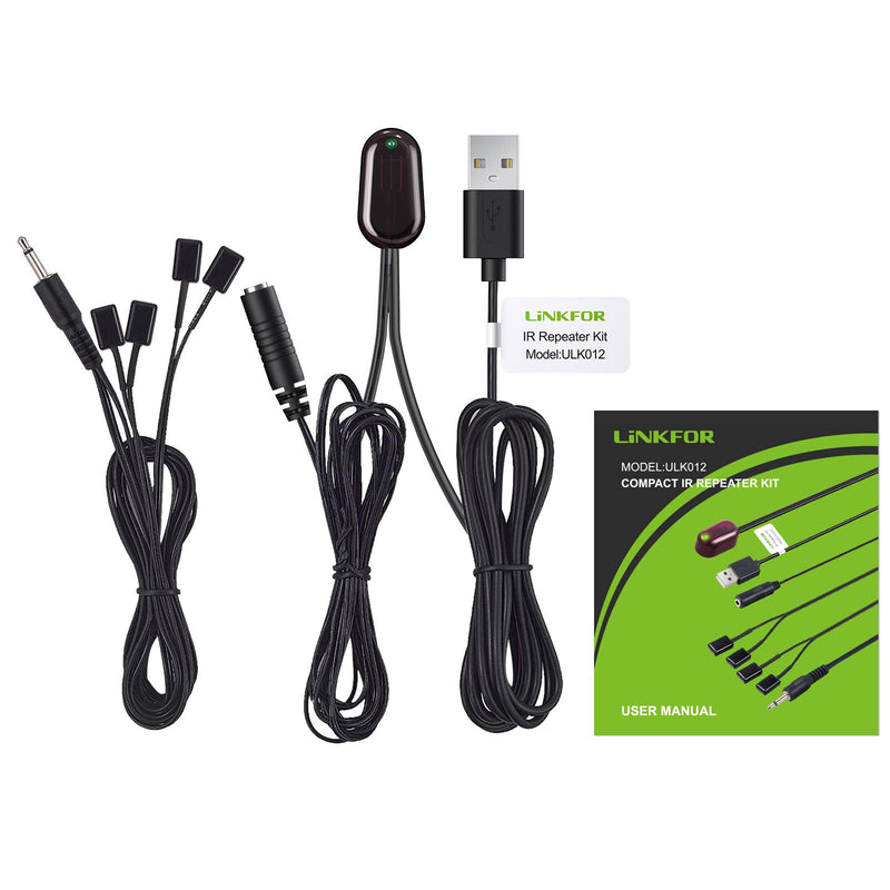 LiNKFOR IR Repeater IR Extender Infrared Remote Extender Repeater 1 Receiver 4 Emitters Control Kit Hidden Infrared Remote System for Satellite TV Receiver DVD Player Blu-ray Player