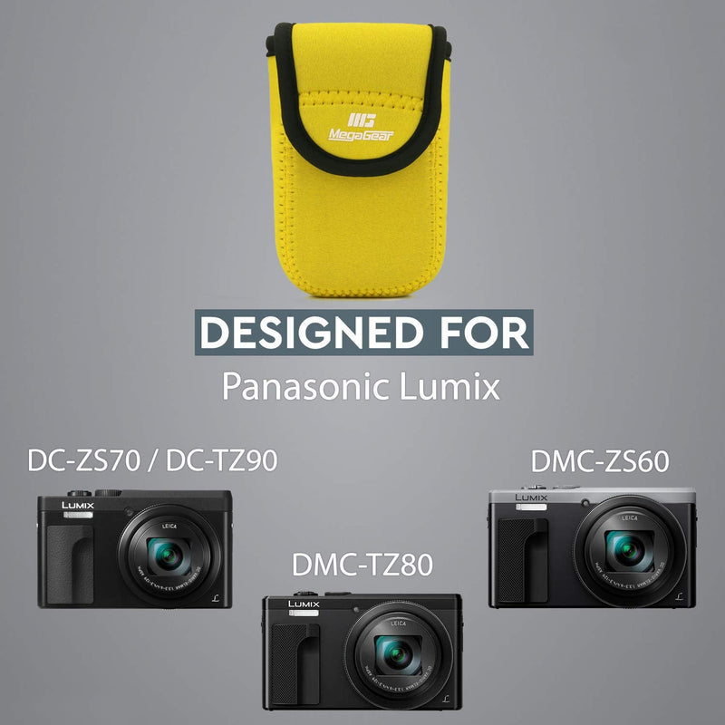 MegaGear MG1854 Ultra Light Neoprene Camera Case Compatible with Panasonic Lumix DC-ZS80, DC-ZS70, DMC-ZS60 - Yellow