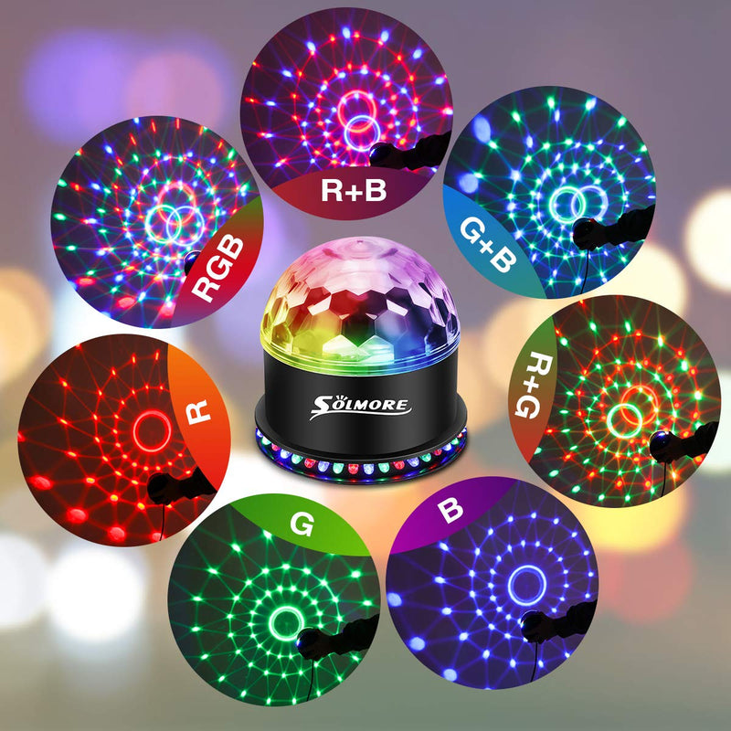 Disco Lights SOLMORE 51 LEDs Party Stage Lights 12W RGB Disco Ball Light Sound Activated Automatic Lighting Strobe lights Unique Sequential Flashing Effect for Kids Festival Birthday Party Bar UK Plug