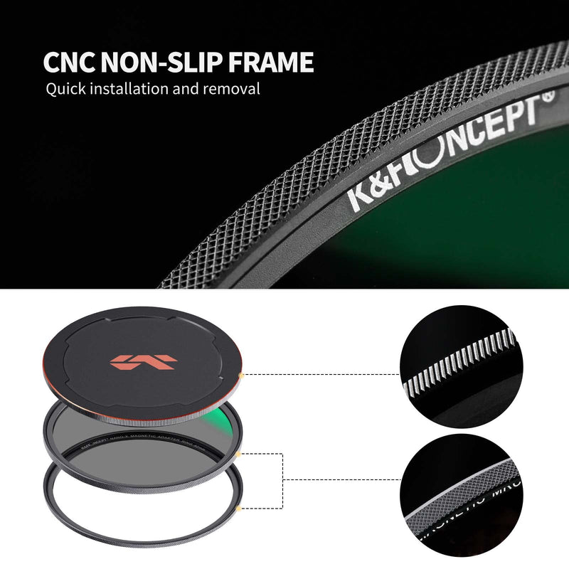 58mm Circular Polarizers Filter, K&F Concept Magnetic 58mm Circular Polarizing Filter Kit (Magnetic CPL Filter + Adapter Ring + Lens Cap) -28 Multi-Layer Coatings (Nano-X Series)