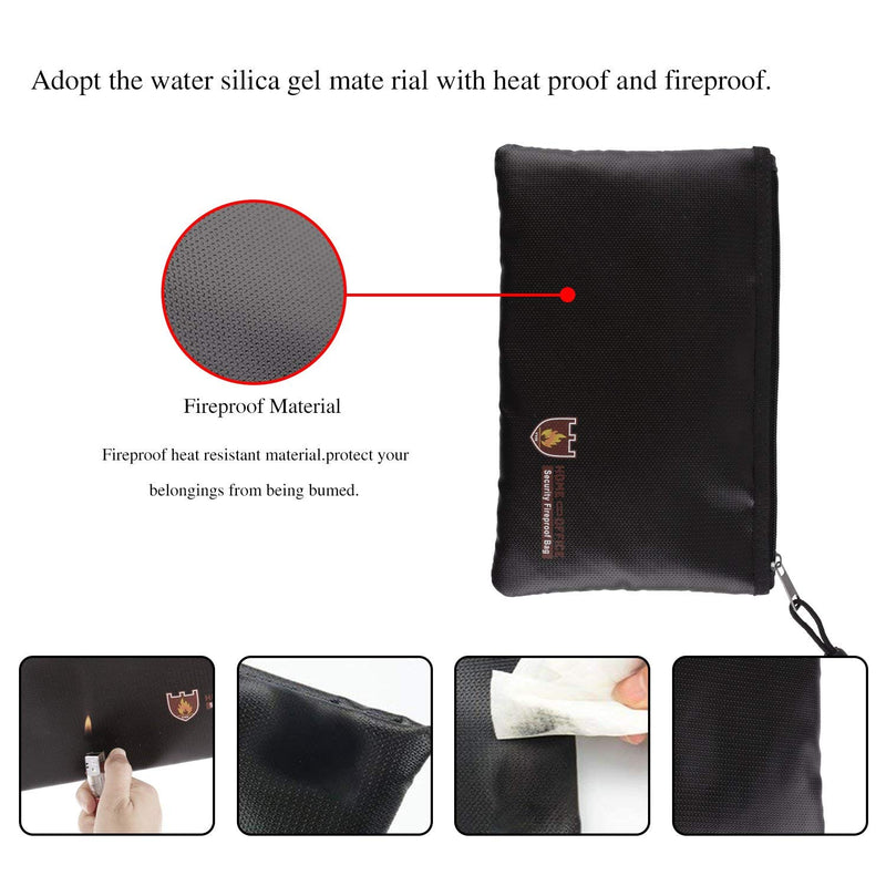Fellibay Fireproof Document Bags Envelope Holder A4 Size Waterproof Fireproof Bag with Fireproof Zipper for Valuables, Money, Jewelry, Passport, Files Storaging 1Pcs (Small) Small