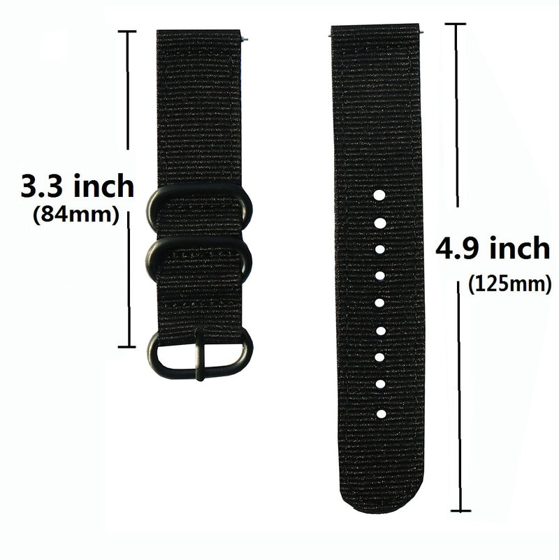 Olytop for Galaxy Watch 3 45mm/Gear S3 Bands, 22mm Quick Release Woven NYLON NATO Band Soft Replacement Strap Wristband for Samsung Galaxy Watch3 45mm/Galaxy Watch 46mm, Moto 360 2 46mm SmartWatch - Black Nato Nylon - Black