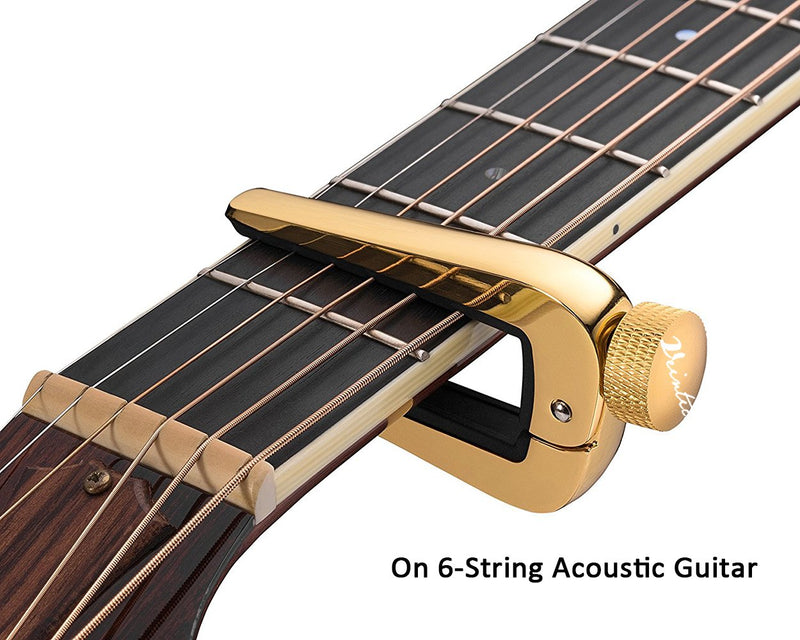 WINGO Universal Capo for 6 and 12 String Folk, Acoustic & Classical All Size Guitars, Gold.