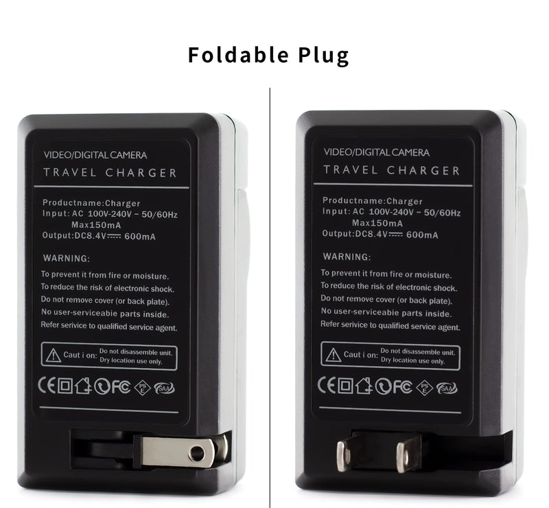 NP-FM50 Charger for Sony CCD-TRV308, CCD-TRV138, CCD-TRV328, DSLR-A350, DSLR-A100, DSLR-A200, DSR-PD170, DSR-PD150, HVR-Z5U, HVR-Z1U, MVC-CD400 and More with Foldable Plug Wall Charger