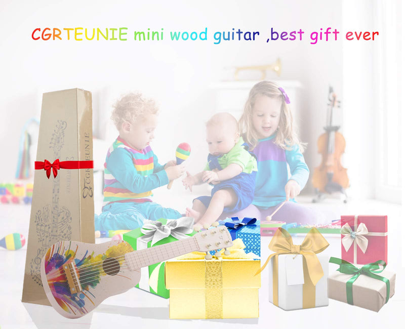 CGRTEUNIE Classical Acoustic 6 String 21 Inch Handmade Wooden Guitar Ukulele Rhyme Developmental Musical Instrument Educational Toy for Toddlers Children Beginner (Abstract Painting) Abstract Painting