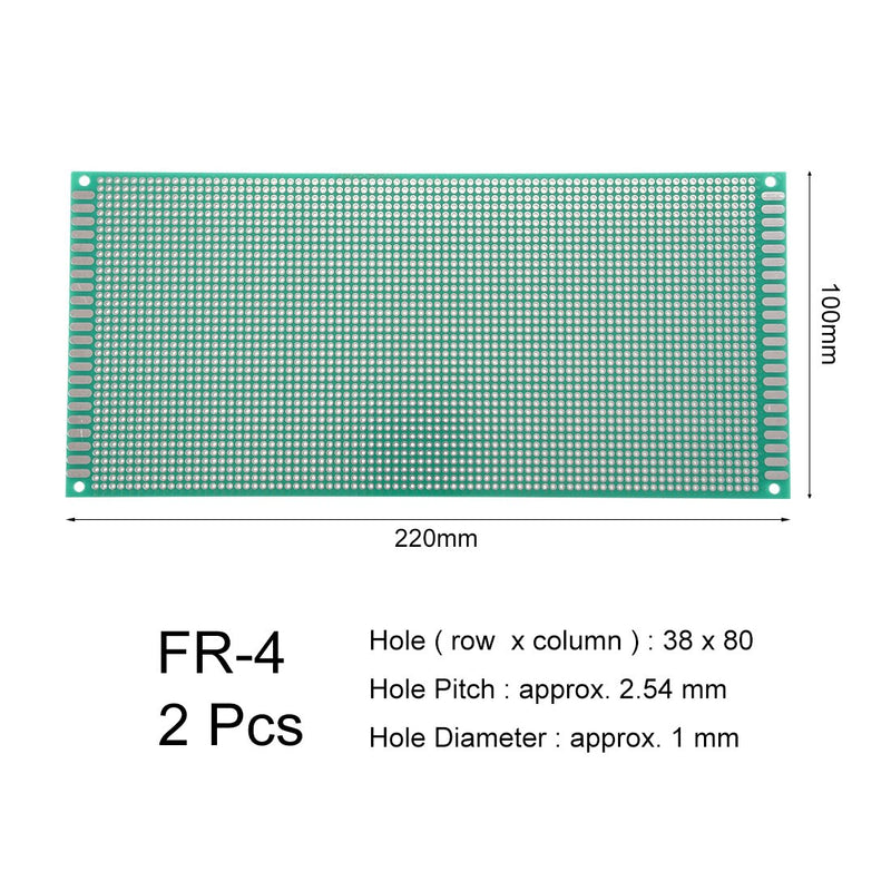 uxcell 10x22cm Single Sided Universal Printed Circuit Board for DIY Soldering Green 2pcs