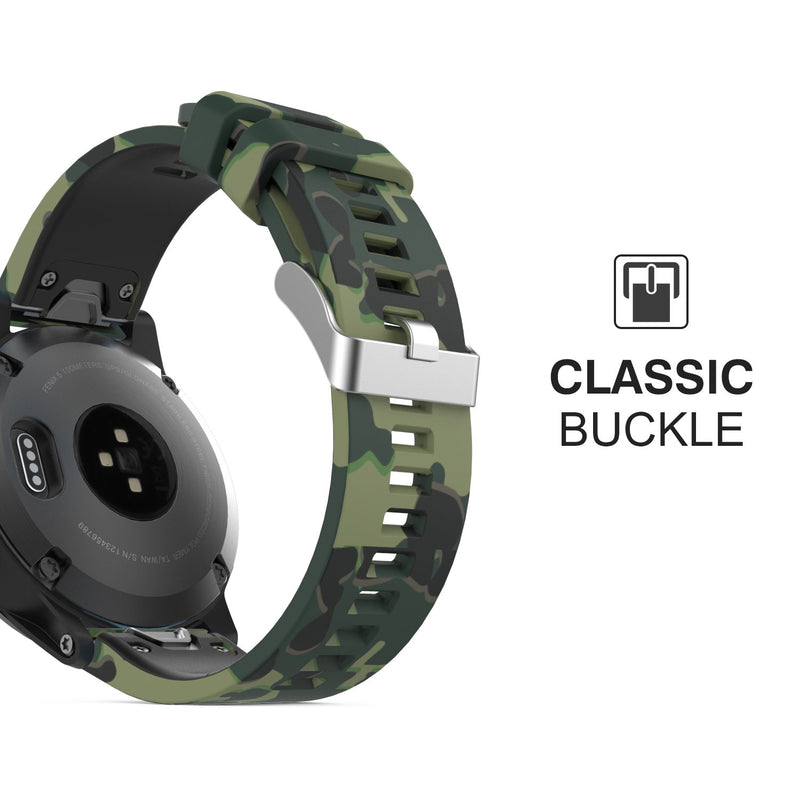MoKo 22mm Band Compatible with Garmin Fenix 6/6 Pro/Fenix 5/5 Plus/Forerunner 945/Forerunner 935/Aproach S60/S62/Quatix 6, Printing Pattern Silicone Strap Ground Force Camouflage
