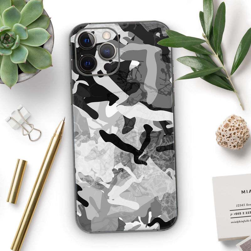 Design Skinz Desert Snow Camouflage V2 - Full Body Skin Decal Wrap Kit Compatible with The Apple iPhone 12 Pro Max (Full-Body, Screen Trim & Back Glass Skin)