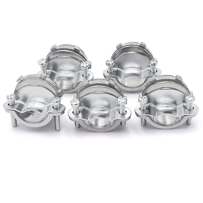 5Pack 1 inch NM Cable Clamp Type Connectors for Metallic Conduit Protect Cables Silver-Zinc 1"-5pack