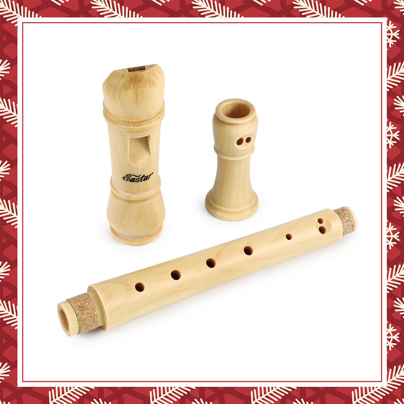 Eastar ERS-31GM Wooden Recorder, German Fingering 3-Piece Maple C Soprano Recorder with Fingering Chart, Joint Grease, Hard Case and Cleaning Set (ERS-31GM) natural