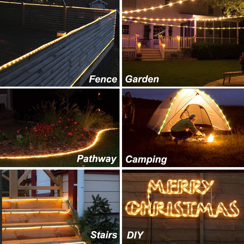 GreenClick LED Rope Lights Outdoor, Connectable 72ft 200 LED String Lights Plug in with Remote, Waterproof Dimmable 8 Modes Fairy String Lights with Timer for Christmas Deck Patio Pool Wedding Party