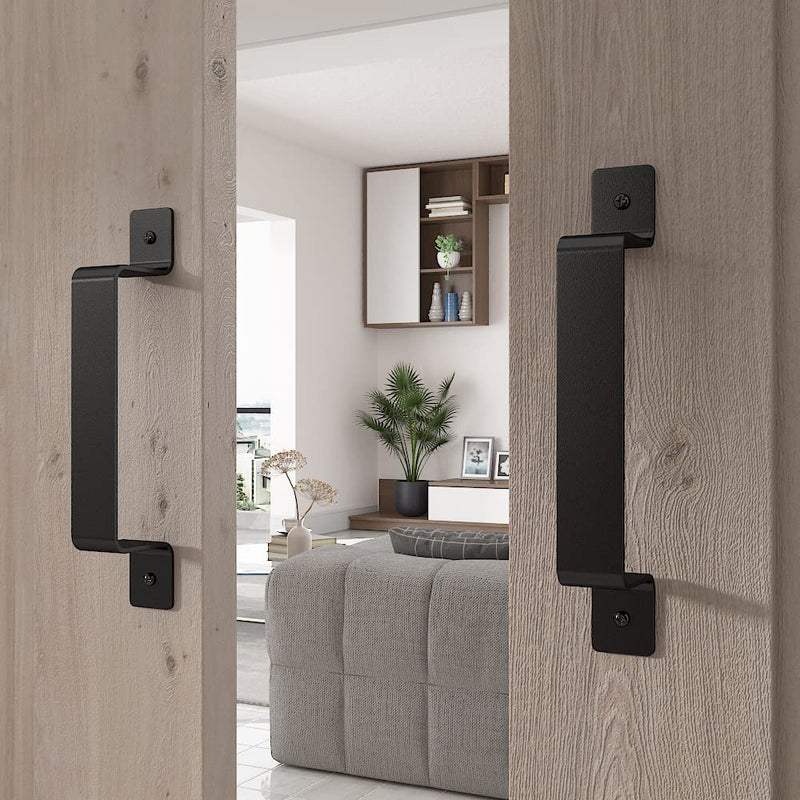 [AUSTRALIA] - SANKEYTEW Barn Door Pull Handle Black Steel Hardware for Sliding Door Gate Cabinet Closet Drawer Garage Shed, Rustic Style (2 pcs) 