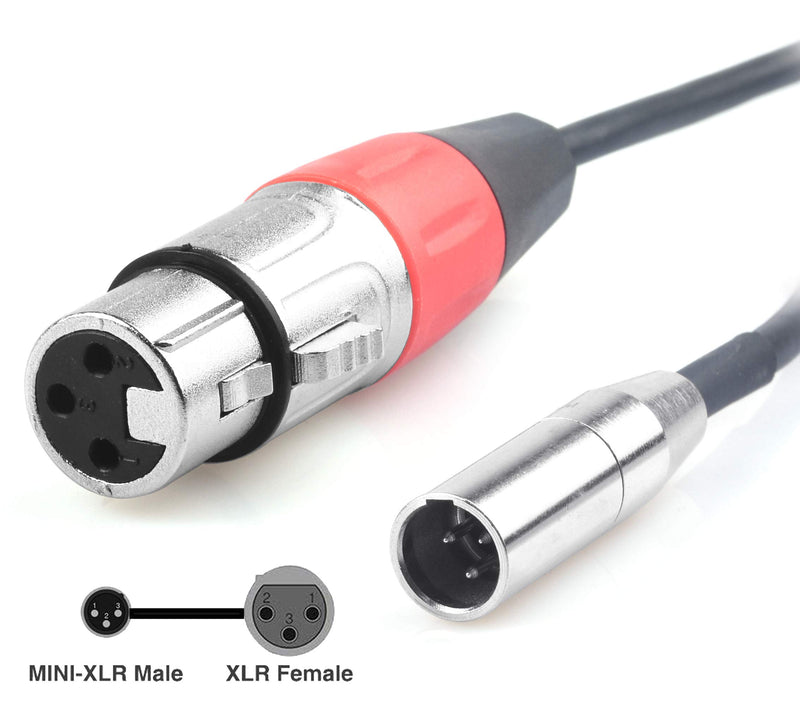 Mini XLR to XLR Cable, Devinal 3-pin Mini-XLR Male to 3 Socket XLR Female Cord Connector adaper for BMPCC 4K/6K, Blackmagic Camera 4K/6K, Video Assist 4K, Sharp 8K etc. 12" Inch 1 FT