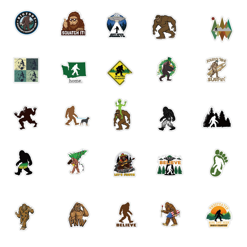 Bigfoot Yeti Stickers for Hydro Flask, 50pcs Cute Cool Aesthetic Vinyl Stickers for Hydroflask Water Bottle Laptop Skateboard, Waterproof Decal Stickers for Kids Women Adults, Teen Girl (Bigfoot) Bigfoot