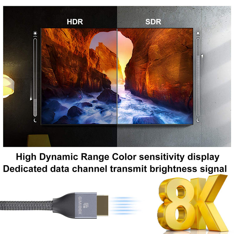 8K HDMI Cable, HDMI 2.1 Support 8K 60Hz Ultra HD, Dynamic HDR, High Speed 48Gbps, Dolby Vision, eARC, Compatible with Xbox PS4 PS5 Apple TV 4K Roku Fire TV Switch Vizio Sony LG Samsung 6.6FT