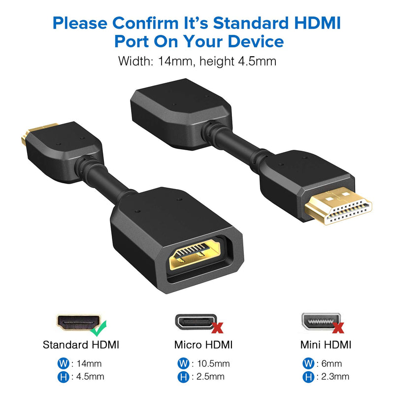 ANDTOBO HDMI Male to Female HDMI High-Speed Extension Cable for Google Chrome Cast,Roku Stick,TV Stick,Xbox,PS3/4-2Pack