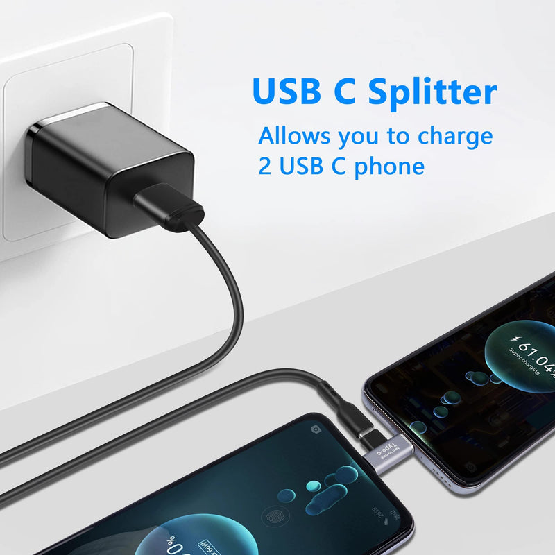 GELRHONR 2 in 1 USB C Adapter,USB Type-C Female to Dual Male Splitter Support 5V3A Fast Charging 3.1Gen1 5Gb Data Transfer for Type-C Devices-2Pack