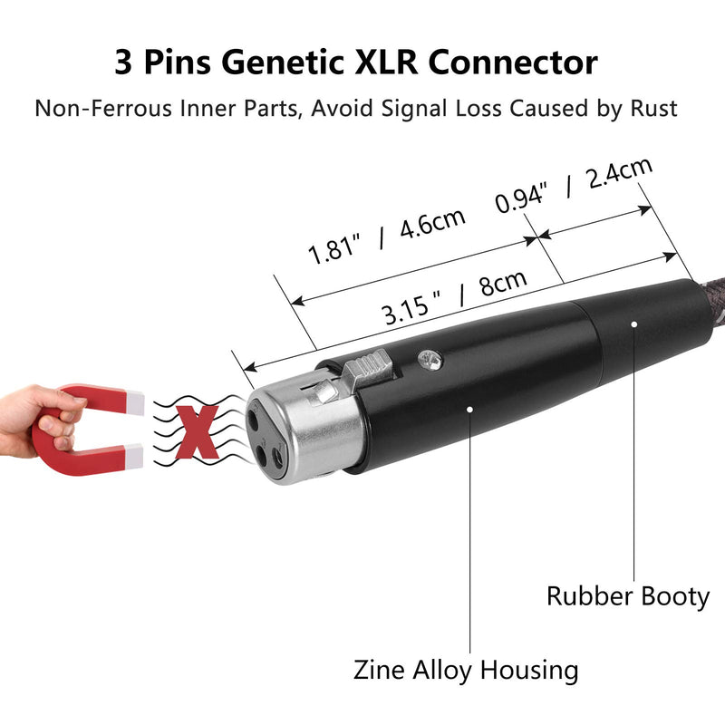 MIKIZ 6Ft XLR Female to 1/4" TRS Stereo Cable - Balanced Microphone Cords Braided 1-Pack 1 Pack TRS to Female XLR 6ft