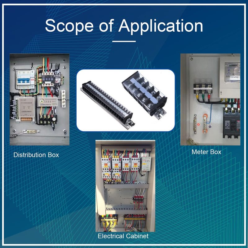 Fielect TD-1540 DIN Rail Terminal Block Row 40 Positions 660V 15A Covered Barrier Screw Terminal Block Wire Barrier Block Terminal Strip, 1Pcs