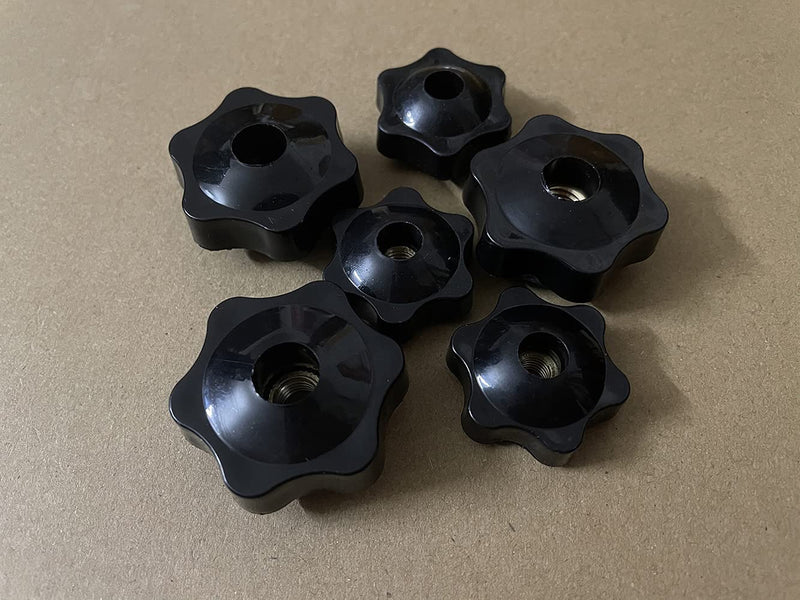 Oneyijun 10 Pcs M8 Head Diameter 32mm Black Plastic Star Shape Head Female Thread Clamping Knob Shape Hand Knobs Nuts Grip Through Hole Nut Handle Machine Tool M8x32mm(10Pcs)