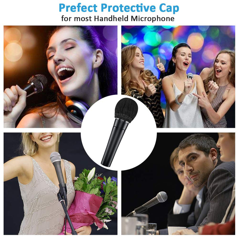200 Pcs Disposable Microphone Cover Non-Woven, Clean and No-Odor Windscreen Mic Covers, Perfect Protective Cap for Most Handheld Microphone Black