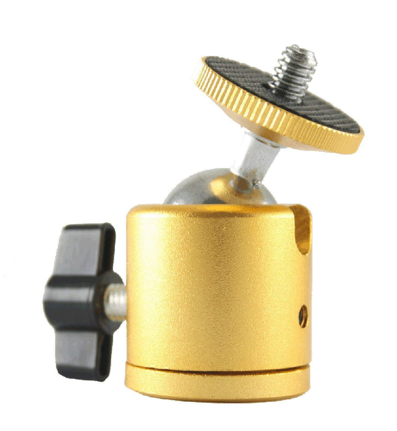 EXMAX Tripod Mini Ball Head with 1/4” Screw for Photography Studio DSLR Camera - 2 Pack Golden