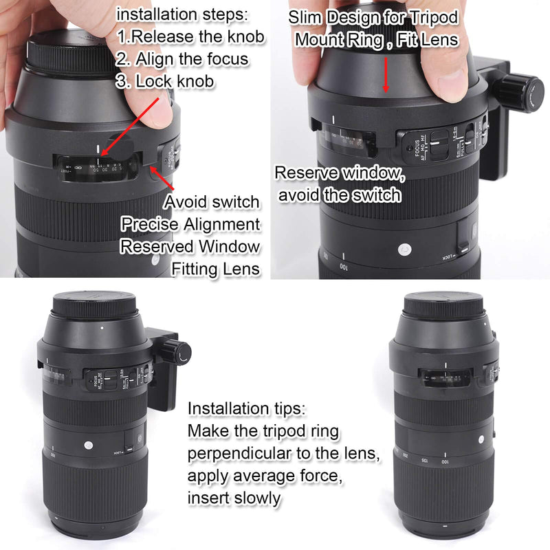 Tripod Mount Ring, iShoot Lens Collar Socket Compatible with Sigma 100-400mm f/5-6.3 DG OS HSM Contemporary Lens (EF/F Mount), Built-in Quick Release Plate for Tripod Ball Head of ARCA-Swiss Kirk Fit