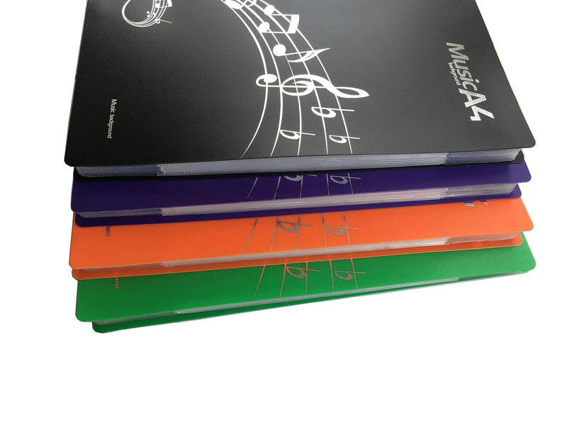 Sheet Music Folder, Band Folder, Writable Sheet Folder for Musicians, Spiral-Bound A4 Size 20 Sleeves, 40 Pages (Black) Black