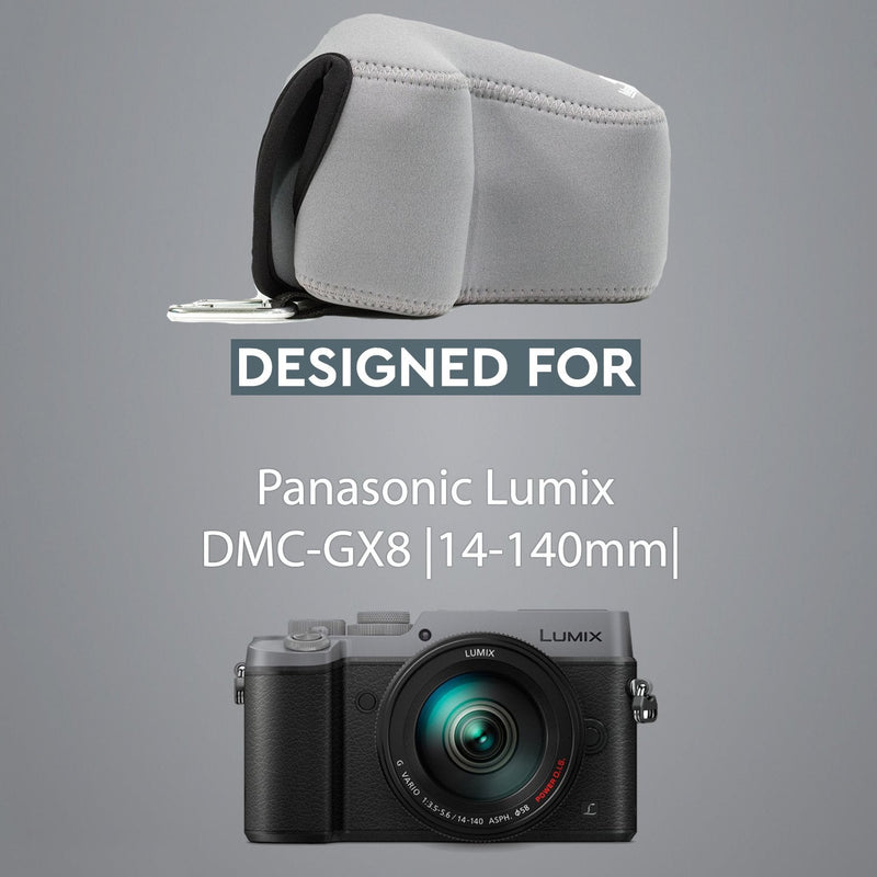 MegaGear Ultra Light Neoprene Camera Case Compatible with Panasonic Lumix DMC-GX8 (14-140mm) Grey