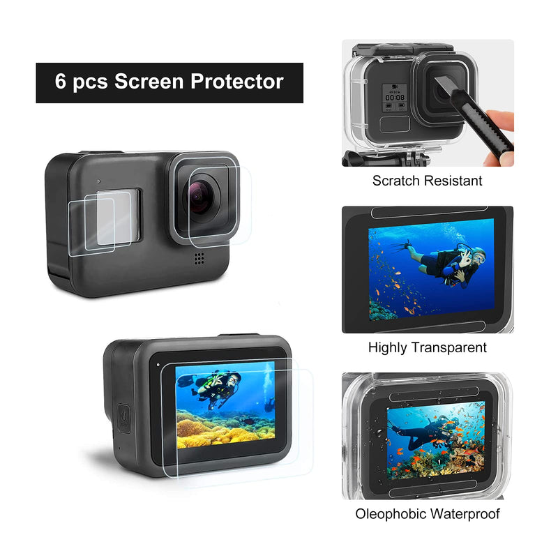 VARIPOWDER Accessories Kit for GoPro Hero 9 Black with Waterproof Case+Protective Housing+Tempered Glass Screen Protector+Lens Filters+Anti-Fog Inserts+Shockproof Small Case Bundle for GoPro Hero 9