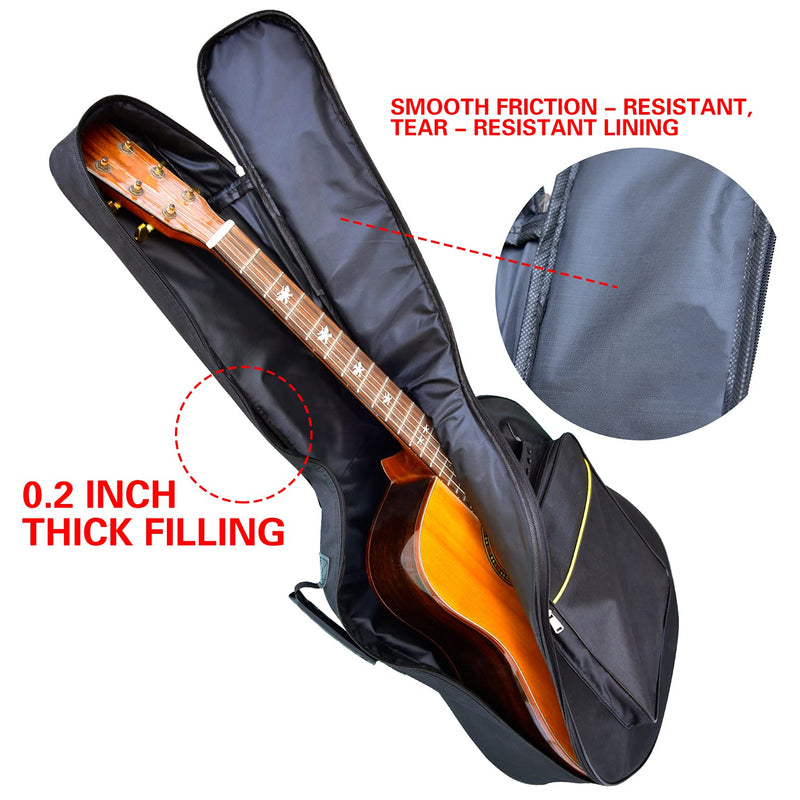 [AUSTRALIA] - DIBOER 41 Inch Acoustic Guitar Case, Acoustic Guitar Bag 0.3 Inch Thicken Sponge Pad 600D Thick Ripstop Waterproof Dual Adjustable Shoulder Strap Soft Guitar Case Gig Bag(black) black 