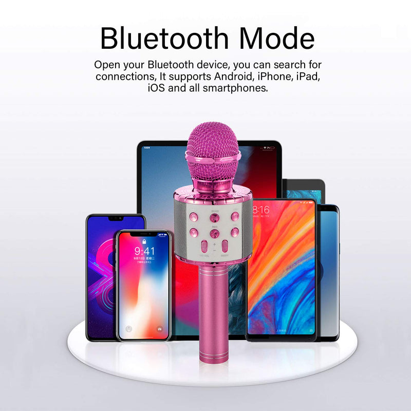 Karaoke Microphone for Kids, Wireless 4 in 1 Bluetooth Karaoke Machine, Handheld Portable Microphone with LED Lights, Record Function, Compatible with Android & iOS Device (Purple) Purple