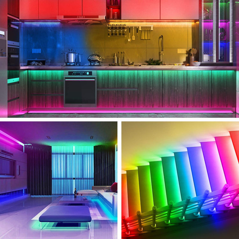 [AUSTRALIA] - Led Strip Lights 32.8ft 5050 RGB Light Strips with Bluetooth Controller Sync to Music Apply for Home Lighting Kitchen Bed Flexible Strip Lights for Bar Home Decoration 