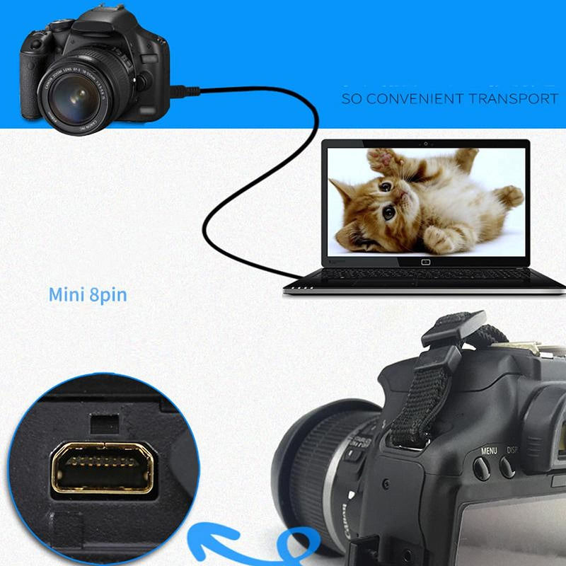 Replacement UC-E6 Camera Mini 8Pin USB Data Cable with Video AV RCA Dual Multi-Function Compatible with Digital Camera SLR DSLR D3200 D3300 Coolpix L340 L32 A10 P520 P510 S9200 and More (0.8M)