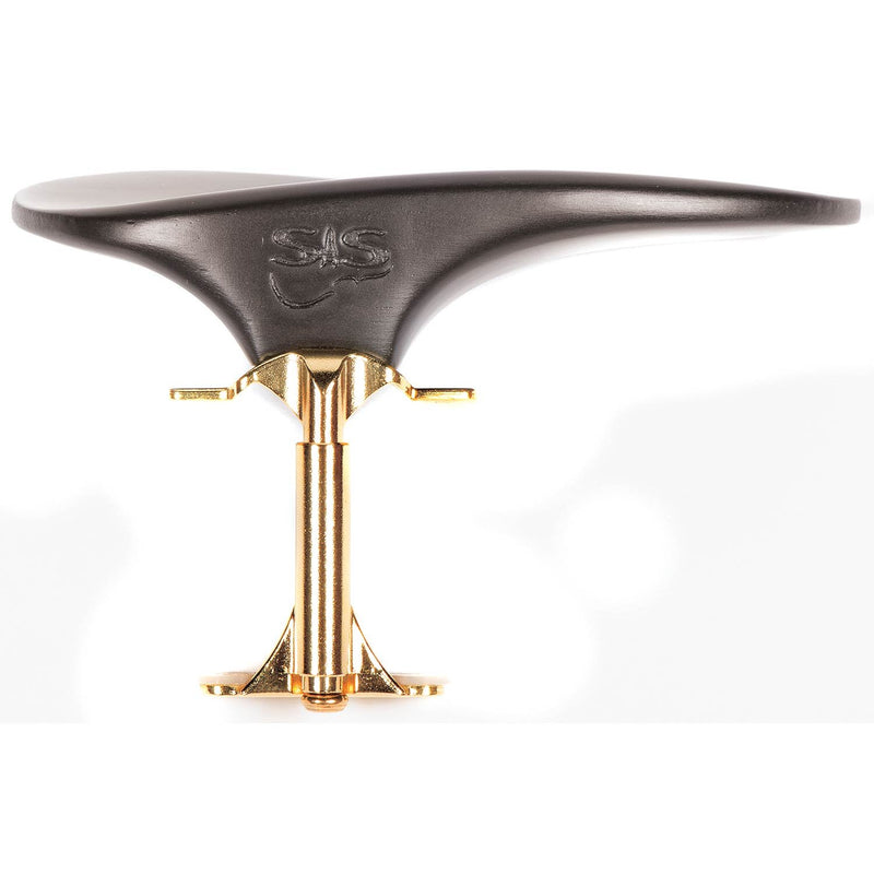 SAS Ebony Chinrest for 3/4-4/4 Violin or Viola with 28mm Plate Height and Goldplated Bracket